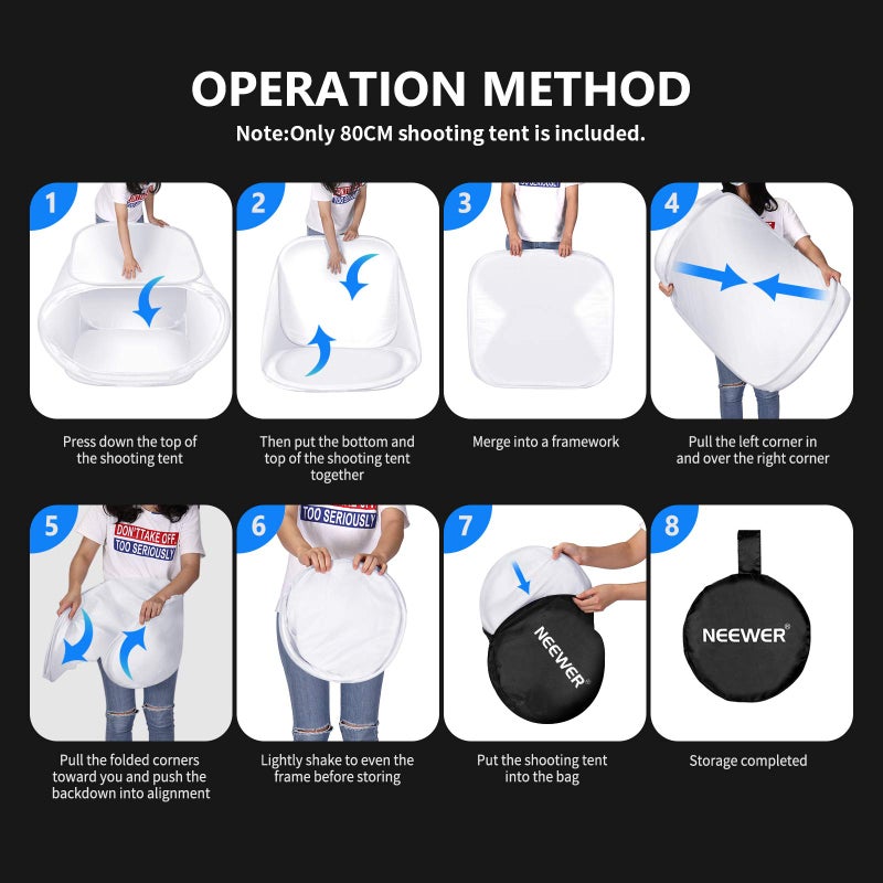 NeewerÂ® 24x24 inch/60x60 cm Photo Studio Shooting Tent Light Cube Diffusion Soft Box Kit with 4 Colors Backdrops (Red Dark Blue Black White) for Photography - Image 2